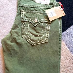 True Religion Natural Big T Jeans Sz 36 Olive BNWT!!